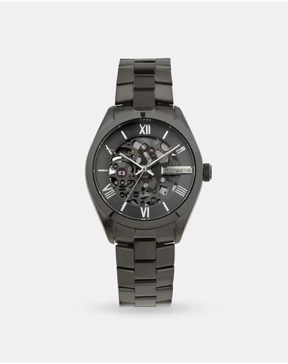 Automatic Skeleton Watch In Grey Tone Stainless Steel