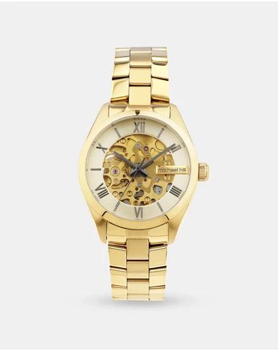 Automatic Skeleton Watch In Gold Tone Stainless Steel