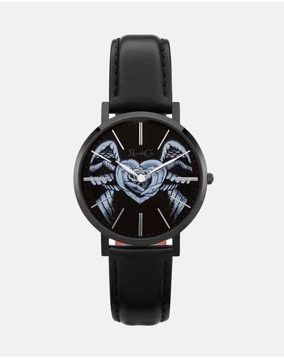 Midnight Winged Rose Heart 34mm
