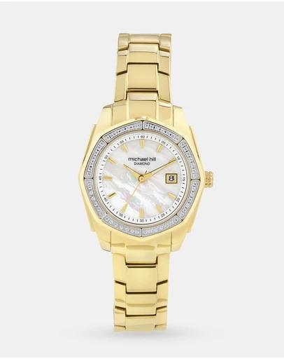 Ladies Mother of Pearl Watch with 0.28 Carat TW of Diamonds in Gold Tone Stainless Steel