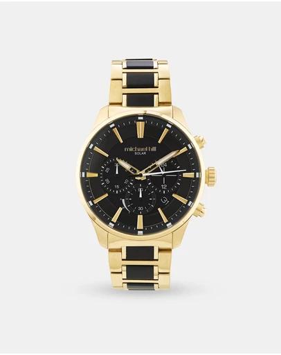 Solar Powered Men's Watch with Gold and Black Tone in Stainless Steel
