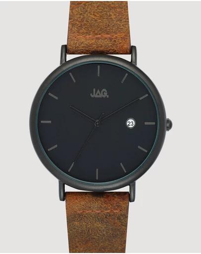 Ryan Black Matt Dial Brown Strap 43 mm