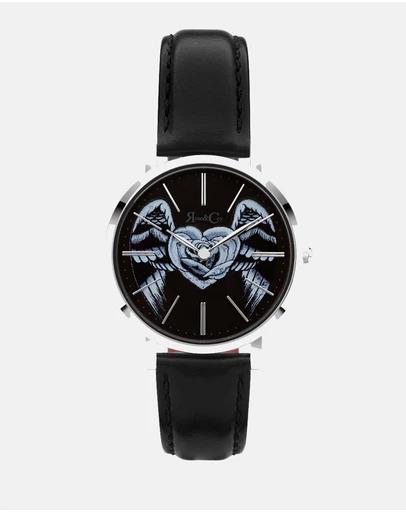 Silver Midnight Winged Rose Heart 34mm