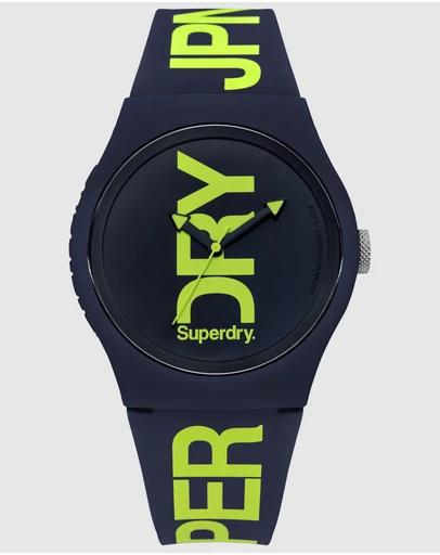 Navy Silicone Green Print Watch