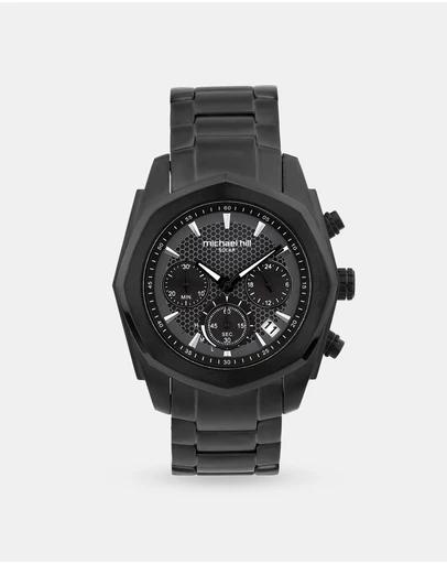 Men's Solar Chronograph Watch in Black Tone Stainless Steel