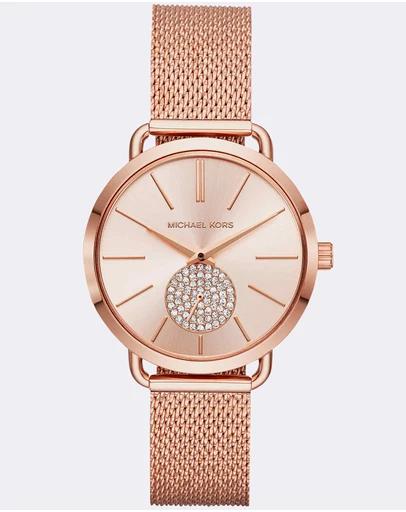 Portia Rose Gold-Tone Analogue Watch MK3845