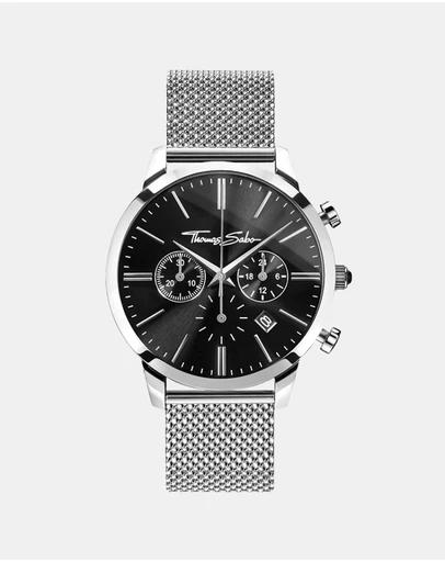 Steel Mesh Blk Dial Chrono Watch